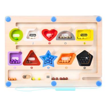 Imagem de Brinquedo Educativo Figuras Geométricas Coloridos com Números, Tabuleiro de Madeira, Jogo de Aprendizagem para Crianças