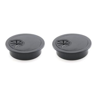 Imagem de HJGarden 2 peças de capa de gerenciamento de cabo de mesa de computador de escritório diâmetro do orifício 50 mm capa decorativa ABS preta adequada para armários e armários de parede