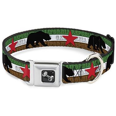 Imagem de Buckle-Down DC-W35505-WS Coleira de cachorro fivela de cinto de segurança, verde/branco/marrom/preto/vermelho, 3,8 cm x 33-45,7 cm
