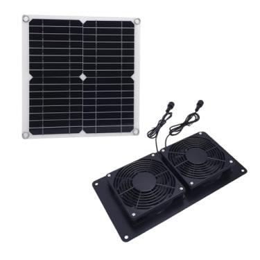 Imagem de Fafeicy Kit de Exaustor Movido a Energia Solar 12W 18V Ventilação Dupla para Galinheiros Galpões de Estufa Com Painel Solar Monocristalino de Alto Fluxo de Ar de 43,4CFM