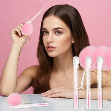 Imagem de 6 pincéis descartáveis de glitter Spoolie com bola de pele sintética, tubos de rímel, tubos, anel de diamante, conjunto de aplicador de ferramentas de maquiagem (rosa)