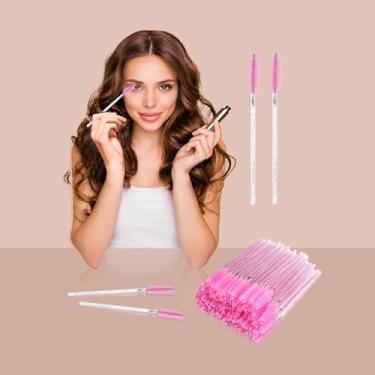 Imagem de G2PLUS 100 pincéis de cílios, varinhas de rímel descartáveis rosa, pincéis de spoolie de cílios de cristal para maquiador, extensão de cílios, salão, viagem e maquiagem de casamento