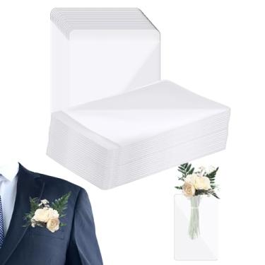 Imagem de 40 peças de bolso de manga de plástico para noivo, suporte de lapela transparente sem lapela, bolso quadrado para corpete, cabe em jaqueta/terno para padrinhos de casamento (flores não incluídas)