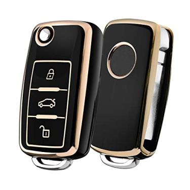 Imagem de Capa de chaveiro para VW, TPU macio premium de 361 graus, proteção total para VW Volkswagen Jetta Beetle Tiguan Passat Golf MK6 Polo, 3 botões