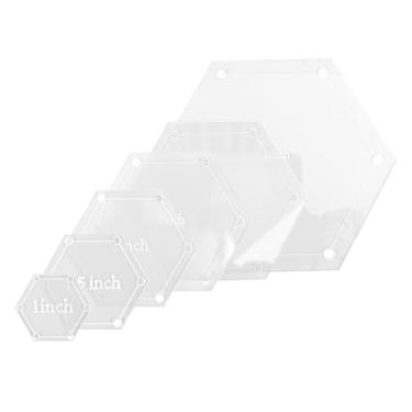 Imagem de Conjunto de 6 Peças de Modelos Quilting Hexagonal, 1, 1,5, 2, 3, 4, 5 Polegadas Réguas Modelos Colcha Acrílico Estênceis Costura Transparentes para Patchwork Costura Artesanato Faça Você Mesmo