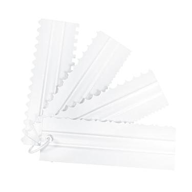 Imagem de Conjunto de 4 peças/conjunto de raspador de bolo com padrão de raspador de creme, ferramentas de panificação, conjunto de raspadores de creme de plástico, acessórios de panificação (branco)