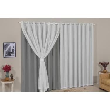 Imagem de Cortina 3,00x2,20 Forro com Voil Sala, Quarto, Escritório, Decoração -