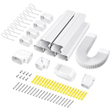 Imagem de Capa para conjunto de tubos Mini Split: Capa decorativa em PVC para conjunto de tubos de 4″ W 10 Ft para ar condicionado Mini Split, HVAC e ar condicionado central, perfeita para uso externo