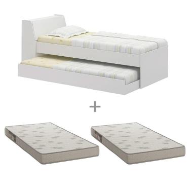 Imagem de Cama Solteiro Bicama Com 2 Colchões Ditália Bb-28 Branco