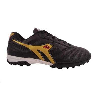 Imagem de Chuteira Society Mathaus Azurra Couro Adulto Com Biqueira