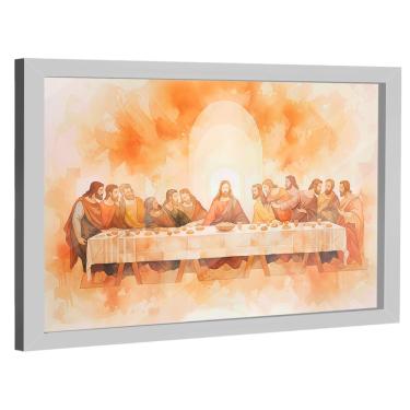 Imagem de Quadro Decorativo Santa Ceia Tons Neutros