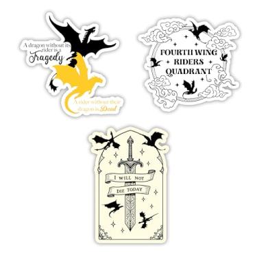 Imagem de Conjunto de 3 peças A Dragon Without Its Rider is A Tradegy, Fourth Wing Riders Quadrant, I Will Not Die Today Adesivo ACOTAR Fouth Wing Book Lover Gifts Reading Dragon Bookish Impermeável 5 cm Vinil