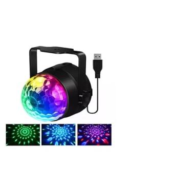 Imagem de Mini Canhão de Luz LED RGB 3W, Bola Mágica Giratória com Efeitos Multicoloridos, Conexão USB, Iluminação para Festa e Decoração