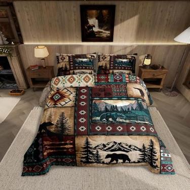 Imagem de Feelyou Conjunto de edredom infantil com urso, rústica, campestre e sudoeste, exótico, para decoração de quarto de crianças, meninos, meninas, microfibra, ultramacia, respirável