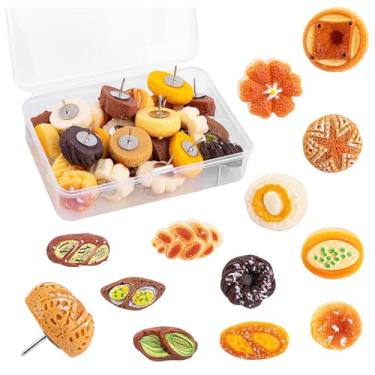 Imagem de Framendino, Pacote com 24 alfinetes de pão simulados tachinha decorativa fofa para quadro de cortiça