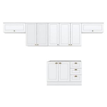 Imagem de Cozinha Modulada Americana 5 Peças Com Armário 2 Portas 80cm Branco - 