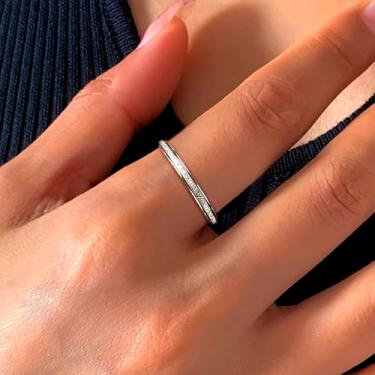 Imagem de Anéis Fidget para mulheres e homens, anel giratório de aço de titânio para alívio da ansiedade, estresse, glitter, jateamento de areia, joia de ansiedade para presentes femininos, Liga de aço, Sem