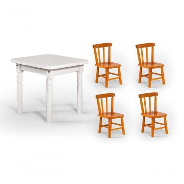 Imagem de Conjunto Mesinha Infantil Branca Com 4 Cadeiras Kids Natural