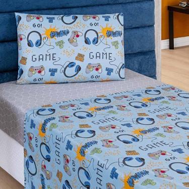 Imagem de Jogo De Cama Lençol Carrosel Solteiro 03 Peças Infantil Estampado Divertido - Game