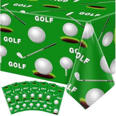 Imagem de 6 Pack Golf Table Cloth Let's Partee Time Decorations Sports Men Boys Party Tablecloth Golf Waterproof Table Covers for Birthday Picnic Sports Themed Retirement Party Stadium Supplies 51 x 86 in