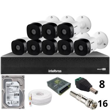 Imagem de Kit 8 Câmeras Intelbras 1120b Full Hd Dvr Mhdx 1016-c Intelbras Com Detecção De Movimentos Hd 3tb