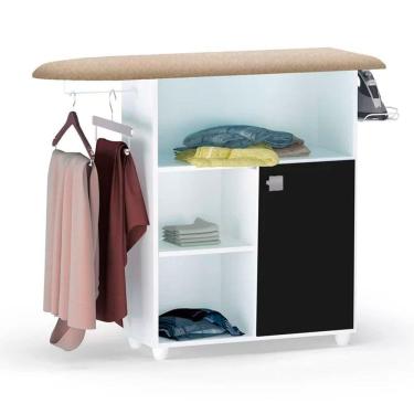 Imagem de Tabua De Passar Roupa Mariana Gabinete Multiuso Ajl Móveis Branco E Preto