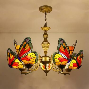 Imagem de Lustre contemporâneo de luxo com borboletas, LED, estilo americano criativo, para sala de estar, restaurante, quarto, casa de campo, hotel, café, bar, karaokê, clube. Luminária pendente de v