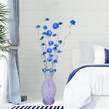 Imagem de Luminária de chão nórdica moderna com estampa floral, em alumínio, para sala de estar, sofá, quarto, casamento, com LED, originalidade e design decorativo (Estilo 16)