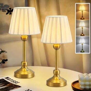 Imagem de DPXEKQ Candeeiro de mesa pequeno sem fio para sala de estar, lâmpadas de mesa modernas de LED de cabeceira lateral para quarto, luminária de mesa recarregável operada por bateria para fazenda