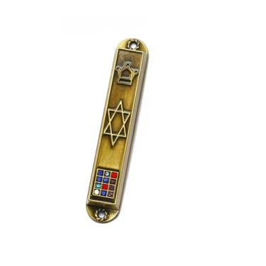 Imagem de Mezuzá Judaico 8 Cm estrela 12 tribos- De Israel + Pergaminho