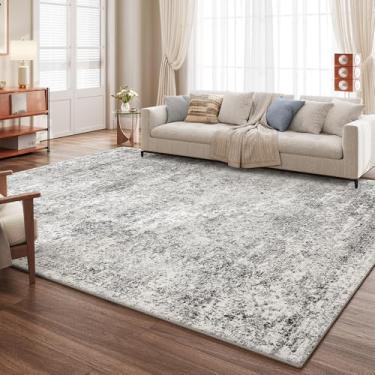 Imagem de BUDISI Tapete de área, 15 x 23 cm, lavável na máquina, cinza, vintage, tradicional, dobrável, fino, estilo retrô, tapete antiderrapante para uso interno, quarto, sala de estar, cozinha, escritório