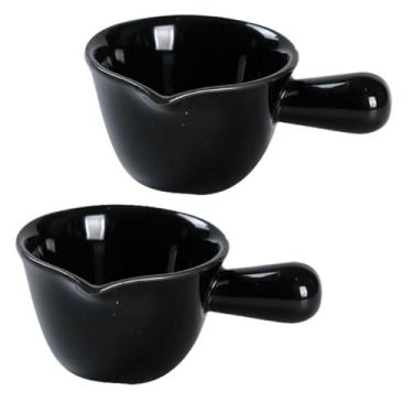 Imagem de 2 peças de mini creme de cerâmica com alça, mini copo de leite de café, jarro de creme para leite, café, mel, suprimentos de panificação, preto