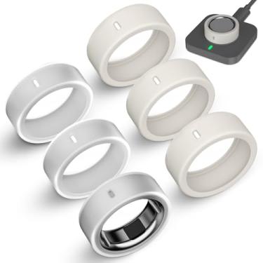Imagem de Pacote com 6 capas ultrafinas compatíveis com Oura Ring Gen 4/4 Ceramic/Gen 3 Horizon/Heritage/Ultrahuman, Surport Charging with Cover on, Anti-Scratch Elastic Silicone Rings Protector Accessories Men