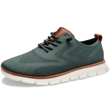 Imagem de Breeze Tênis masculino casual de negócios, calçado urbano confortável Breeze para homens, tênis social de malha Oxford, respirável superior Wearbreeze calçado, tênis leve com cadarço, Verde, 8.5 Women