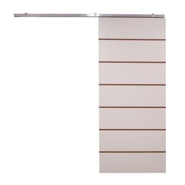 Imagem de Porta De Correr Branco Prime Frisada Kit Alumínio F09 - 210x70