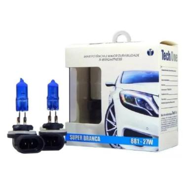 Imagem de Par Lampada Super Branca H27 881 8500K Xenon 12V 27W Techone