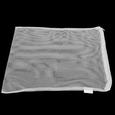 Imagem de Phefop Sacos de Filtro de Aquário Com Furos de Malha, Poliéster Reutilizável Com Zíper para Fácil Substituição de Mídia, Ideal para Aquários e Tanques de Peixes 12,6 X 10,6 pol. (Branco)