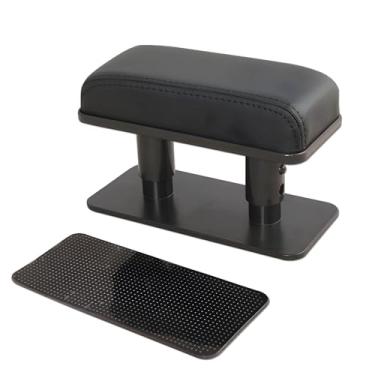 Imagem de Almofada preta para apoio de braço para carro, acessórios de ajuste universal para interior do carro, design ergonômico com altura ajustável