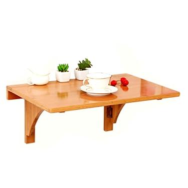 Imagem de Mesa de parede com folhas suspensas, flutuante, dobrável, de madeira maciça, prateleira dobrável para escritório, casa, cozinha (100 x 55 cm)