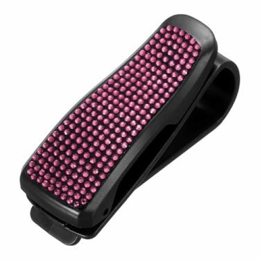 Imagem de HARFINGTON 1 peça de suporte de óculos de sol para carro com strass brilhante, clipe de óculos de sol, suporte para mulheres e homens, acessórios de viseira automotiva, peças de bilhete de recibo