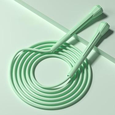 Imagem de Cordas de pular para fitness ajustável corda de pular macia leve PVC que não torce para mulheres e homens, atividades físicas, ambientes internos e externos, verde