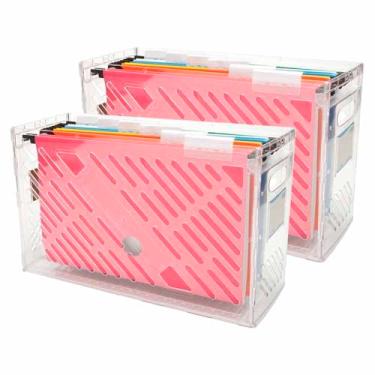 Imagem de Kit 2 Caixa Arquivo Dellocolor+ 6 Pastas Suspensas Coloridas