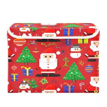 Imagem de SEHANY Cestas de armazenamento de Papai Noel de Natal com tampas, organizador de caixas de armazenamento de tecido para armário de roupas, cobertor de escritório, berçário, 42 x 32 x 30 cm