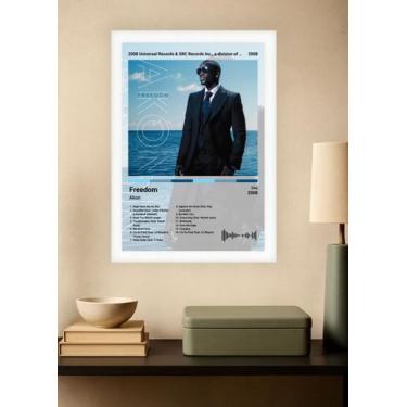 Imagem de Quadro Decorativo Akon Freedom (Light) Com Vidro Branca Tamanho:21cm x