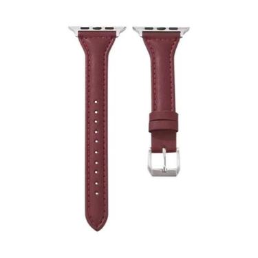 Imagem de Pulseira De Couro Slim Para Apple Watch Band 40mm 41mm 44mm 45mm 42mm 