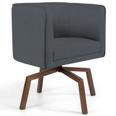 Imagem de Poltrona Decorativa Giratória Base Ka Madeira Betina C-03 Corano Cinza - Domi