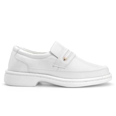 Imagem de Sapato Masculino Hospitalar Profissional em Couro Branco, Confort Gel, Antiderrapante, para Médicos e Enfermeiros, Até o 47. (Branco 18003, BR, Adulto, Numérico, 42)