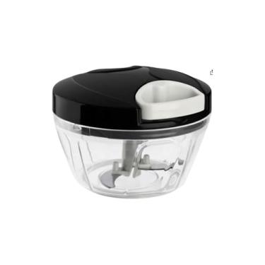 Imagem de Mini Processador Triturador Manual de Alimentos, 3 Lâminas em Aço Inox, 500ml, Sistema de Corda Retrátil, Base Antiderrapante, 13x13x10cm