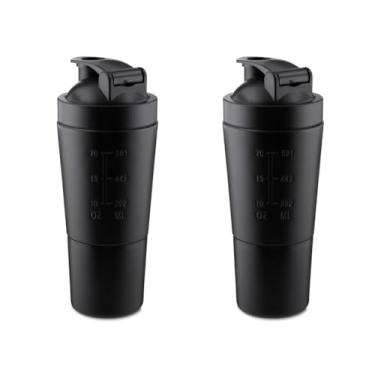 Imagem de Kit 2 Coqueteleiras Inox 750ml com Copo Extra 200ml – Cor preta, Misturador com Mola, Medidor Gravado, Resistente e Durável