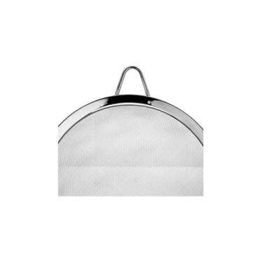 Imagem de Peneira em Aço Inox, 10cm de Diâmetro, 22cm de Comprimento, 4cm de Altura, com Cabo para Pendurar